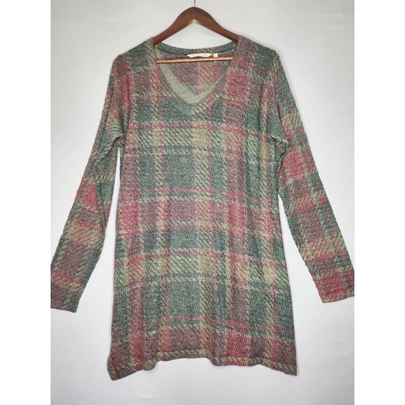 Soft Surroundings Knit Lightweight‎ Sweater Top Tunic Large Pink and Green - Picture 5 of 6